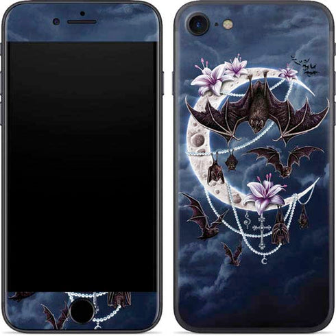 Gothic Moon with Bats and Flowers by Sarah Richter iPhone 8 Skin