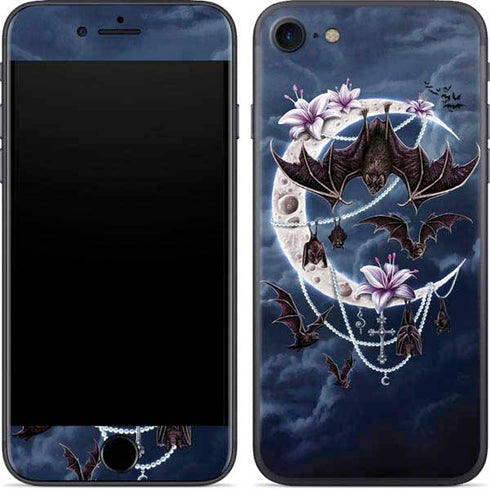 Gothic Moon with Bats and Flowers by Sarah Richter iPhone SE (2nd & 3rd Gen) Skin