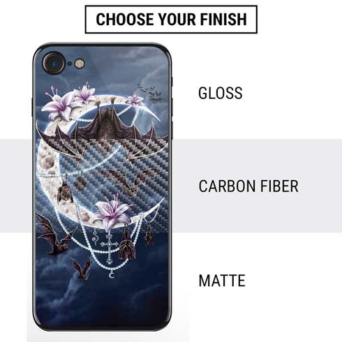 Gothic Moon with Bats and Flowers by Sarah Richter iPhone SE (2nd & 3rd Gen) Skin