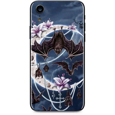 Gothic Moon with Bats and Flowers by Sarah Richter iPhone XR Skin