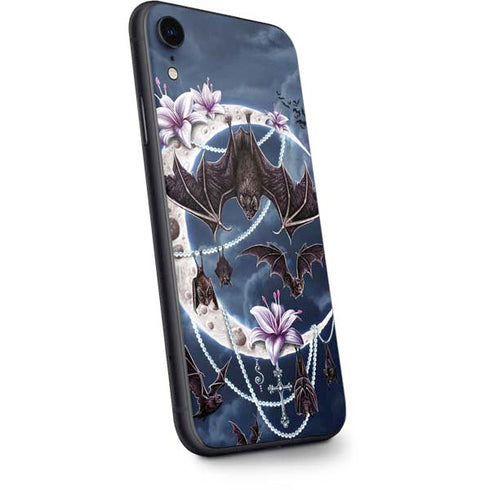 Gothic Moon with Bats and Flowers by Sarah Richter iPhone XR Skin