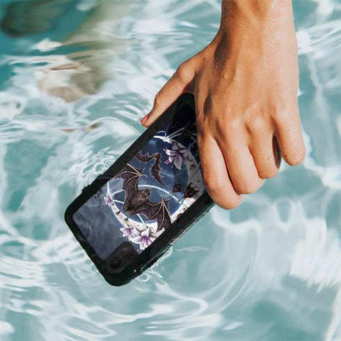 Gothic Moon with Bats and Flowers by Sarah Richter iPhone XR Waterproof Case