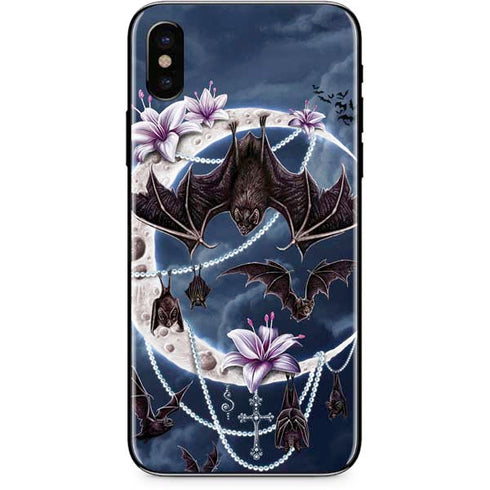Gothic Moon with Bats and Flowers by Sarah Richter iPhone XS Max Skin