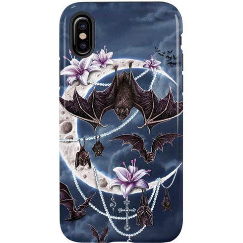 Gothic Moon with Bats and Flowers by Sarah Richter iPhone XS Pro Case
