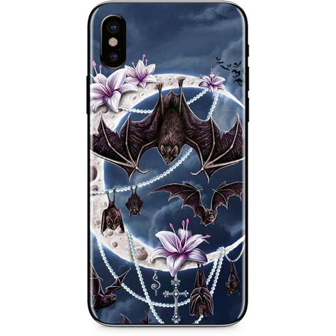 Gothic Moon with Bats and Flowers by Sarah Richter iPhone XS Skin