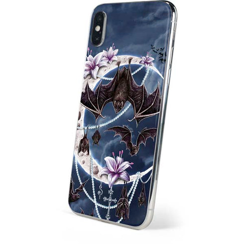 Gothic Moon with Bats and Flowers by Sarah Richter iPhone XS Skin