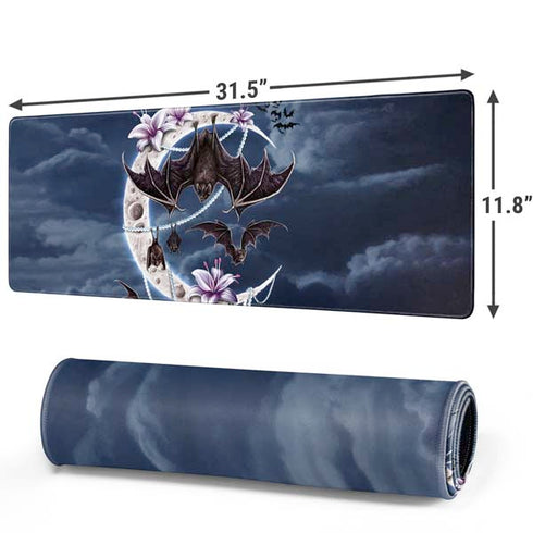 Gothic Moon with Bats and Flowers by Sarah Richter Gaming Mouse Pad
