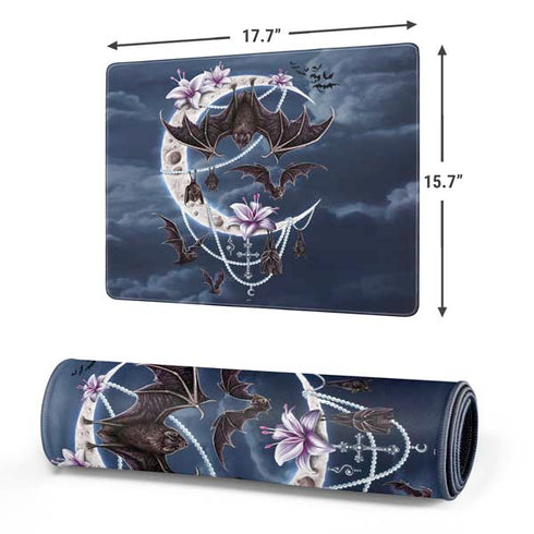 Gothic Moon with Bats and Flowers by Sarah Richter Gaming Mouse Pad