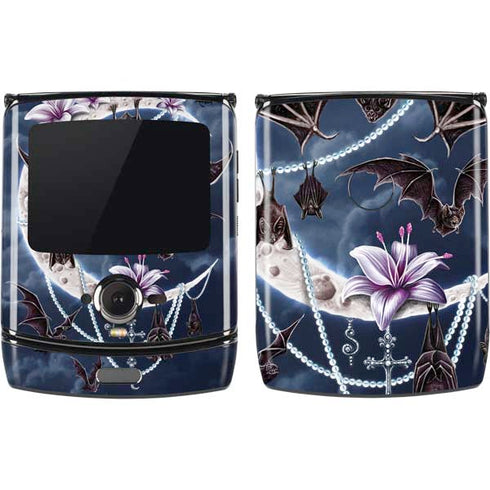 Gothic Moon with Bats and Flowers by Sarah Richter Motorola RAZR Skin
