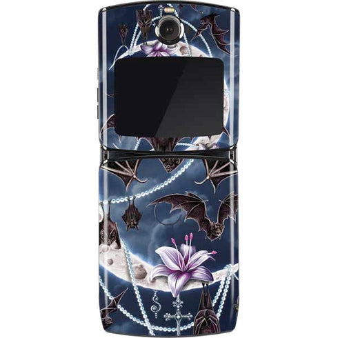 Gothic Moon with Bats and Flowers by Sarah Richter Motorola RAZR Skin