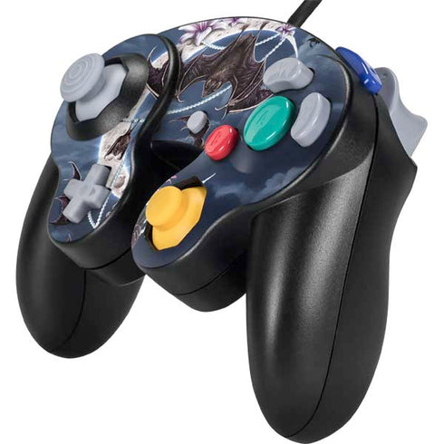 Gothic Moon with Bats and Flowers by Sarah Richter Nintendo GameCube Controller Skin