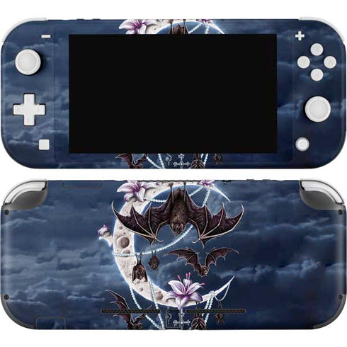 Gothic Moon with Bats and Flowers by Sarah Richter Nintendo Switch Lite Skin