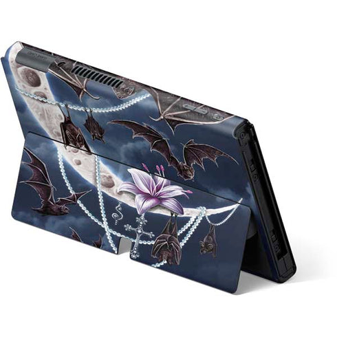 Gothic Moon with Bats and Flowers by Sarah Richter Nintendo Switch OLED (2021) Skin