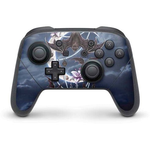 Gothic Moon with Bats and Flowers by Sarah Richter Nintendo Switch Pro Controller Skin