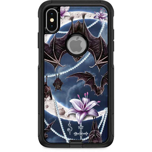 Gothic Moon with Bats and Flowers by Sarah Richter Otterbox Commuter iPhone Skin