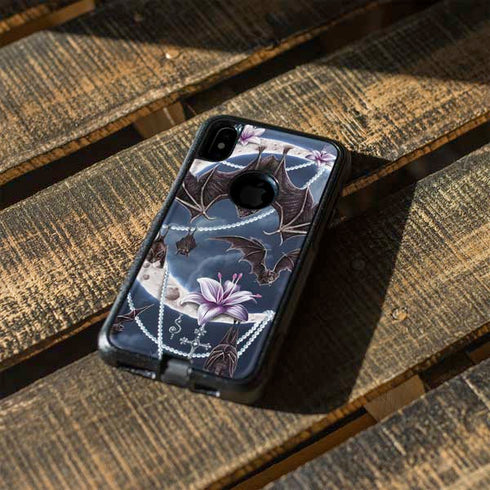Gothic Moon with Bats and Flowers by Sarah Richter Otterbox Commuter iPhone Skin