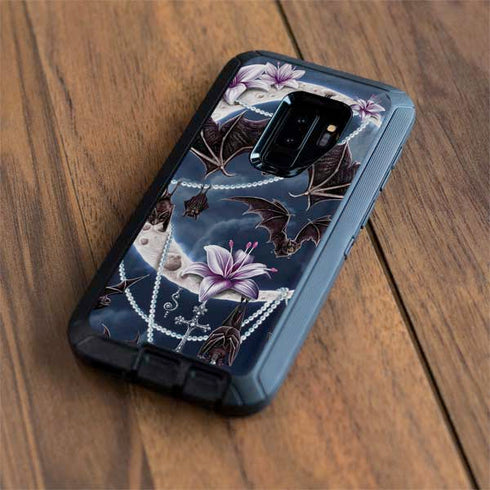 Gothic Moon with Bats and Flowers by Sarah Richter Otterbox Defender Galaxy Skin