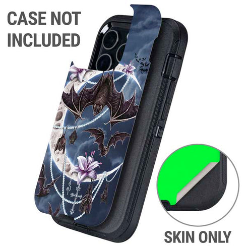 Gothic Moon with Bats and Flowers by Sarah Richter Otterbox Defender iPhone Skin