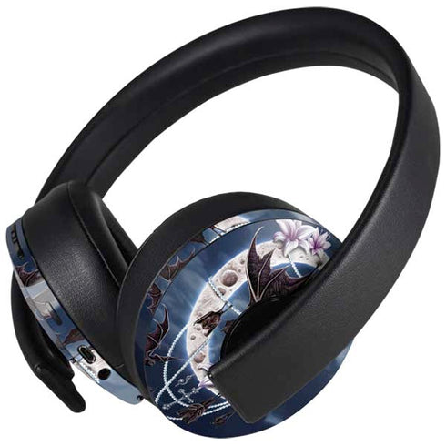 Gothic Moon with Bats and Flowers by Sarah Richter PlayStation 4 Gold Wireless Headset Skin