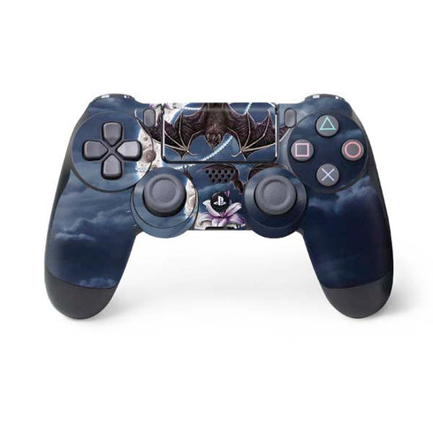 Gothic Moon with Bats and Flowers by Sarah Richter PS4 Controller Skin