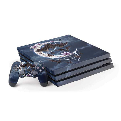 Gothic Moon with Bats and Flowers by Sarah Richter PS4 Pro Bundle Skin