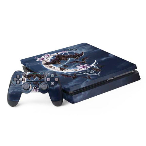 Gothic Moon with Bats and Flowers by Sarah Richter PS4 Slim Bundle Skin
