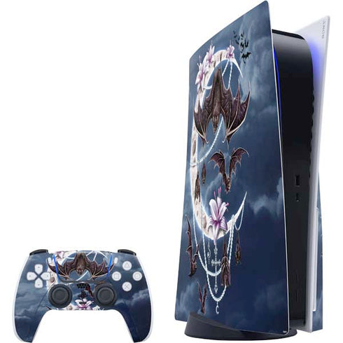 Gothic Moon with Bats and Flowers by Sarah Richter PS5 Bundle Skin