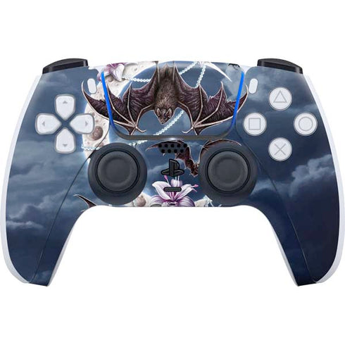 Gothic Moon with Bats and Flowers by Sarah Richter PS5 Controller Skin