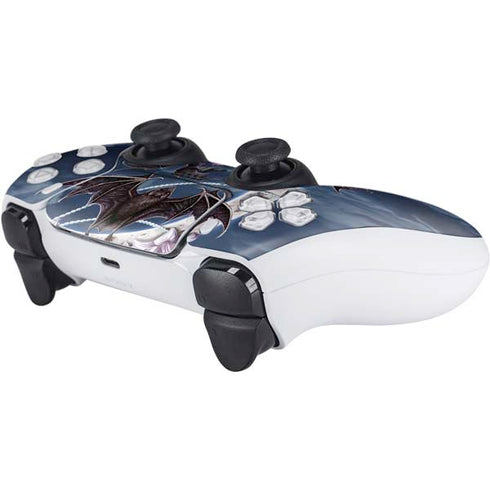 Gothic Moon with Bats and Flowers by Sarah Richter PS5 Controller Skin