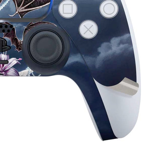 Gothic Moon with Bats and Flowers by Sarah Richter PS5 Controller Skin