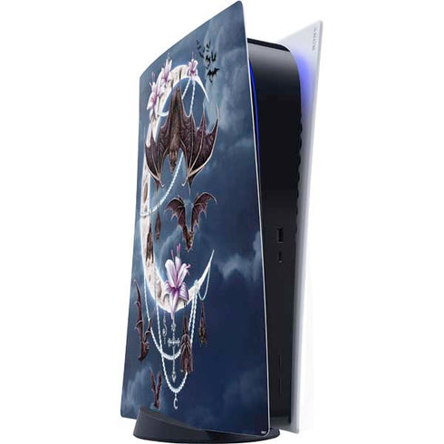 Gothic Moon with Bats and Flowers by Sarah Richter PS5 Digital Edition Console Skin
