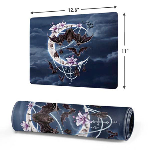 Gothic Moon with Bats and Flowers by Sarah Richter Gaming Mouse Pad