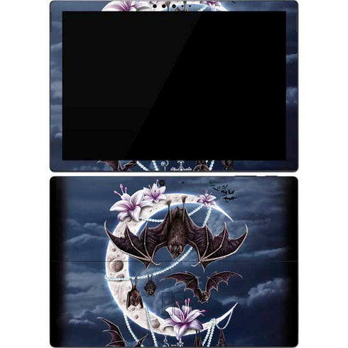 Gothic Moon with Bats and Flowers by Sarah Richter Surface Pro 7 Skin