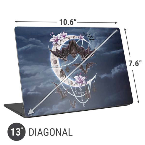 Gothic Moon with Bats and Flowers by Sarah Richter Universal Laptop 13in (10.6 x 7.6in) Skin