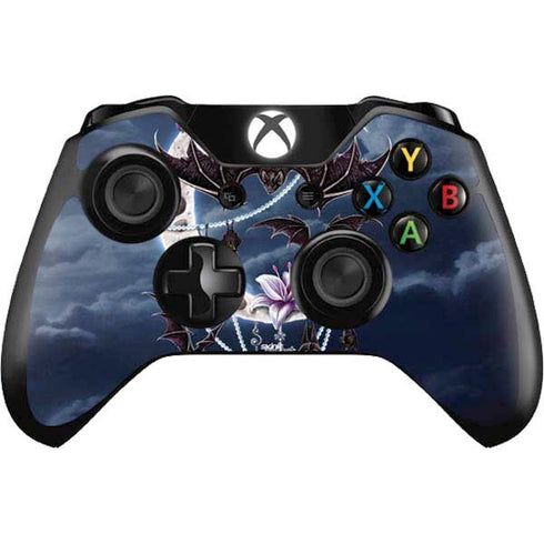 Gothic Moon with Bats and Flowers by Sarah Richter Xbox One Controller Skin