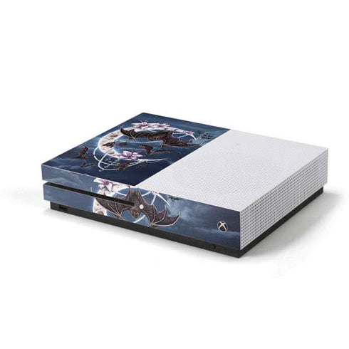 Gothic Moon with Bats and Flowers by Sarah Richter Xbox One S Console Skin