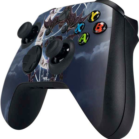Gothic Moon with Bats and Flowers by Sarah Richter Xbox Series X Controller Skin