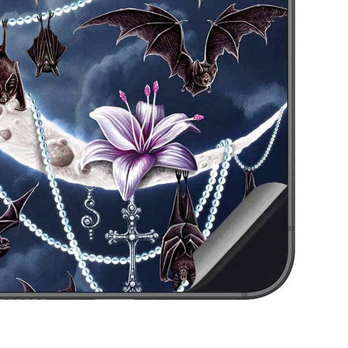 Gothic Moon with Bats and Flowers by Sarah Richter Galaxy S23 FE Skin