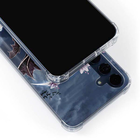 Gothic Moon with Bats and Flowers by Sarah Richter Galaxy S24 Clear Case