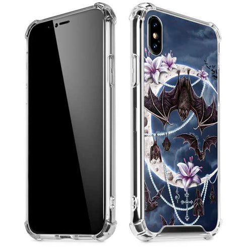 Gothic Moon with Bats and Flowers by Sarah Richter iPhone XS Max Clear Case