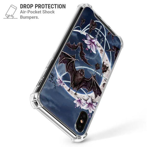 Gothic Moon with Bats and Flowers by Sarah Richter iPhone XS Max Clear Case