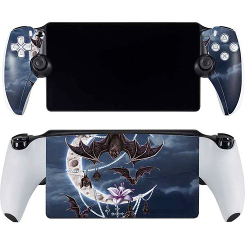Gothic Moon with Bats and Flowers by Sarah Richter PlayStation Portal Remote Player Skin