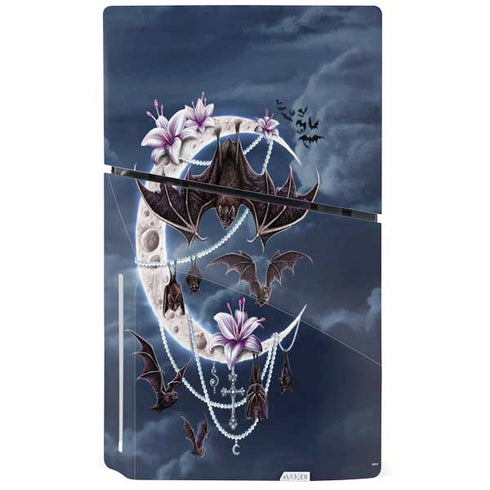 Gothic Moon with Bats and Flowers by Sarah Richter PS5 Slim Disk Console Skin