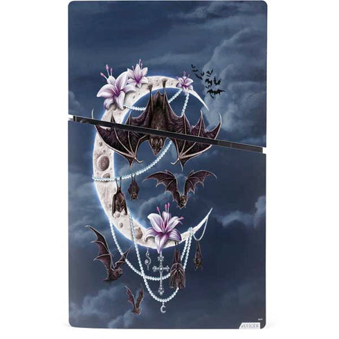 Gothic Moon with Bats and Flowers by Sarah Richter PS5 Slim Digital Edition Console Skin