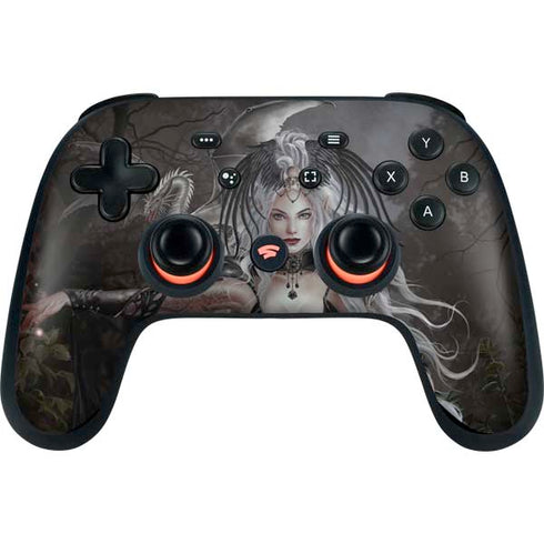 Gothic Princess with Silver Dragon by Nene Thomas Google Stadia Controller Skin
