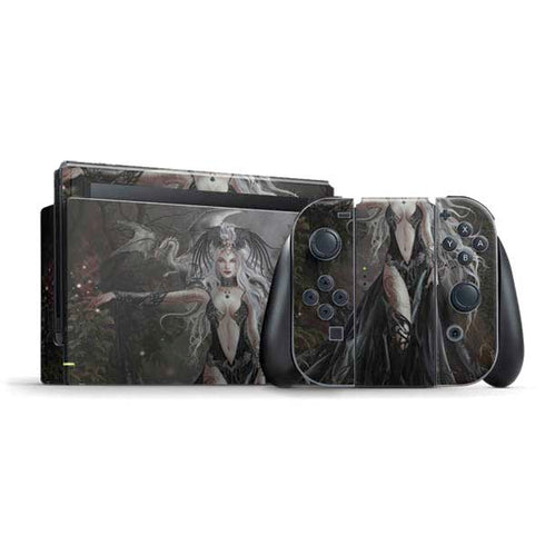 Gothic Princess with Silver Dragon by Nene Thomas Nintendo Switch Bundle Skin