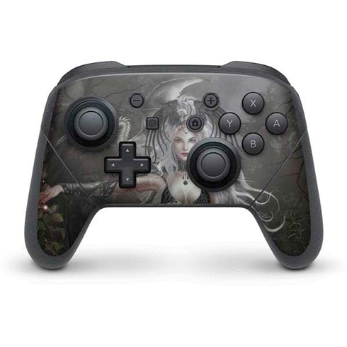 Gothic Princess with Silver Dragon by Nene Thomas Nintendo Switch Pro Controller Skin