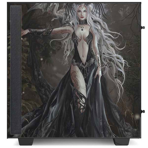 Gothic Princess with Silver Dragon by Nene Thomas NZXT H510 Compact ATX Mid-Tower Case Skin