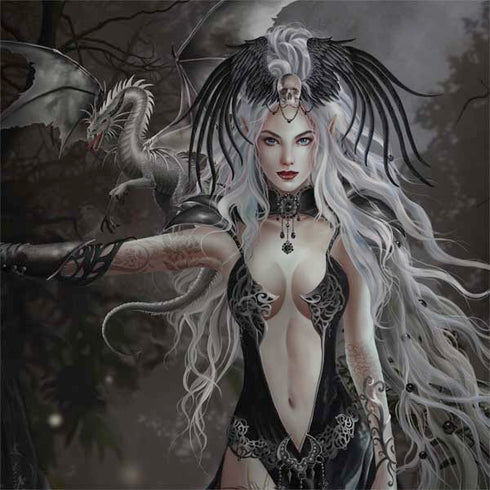 Gothic Princess with Silver Dragon by Nene Thomas PlayStation 4 Gold Wireless Headset Skin