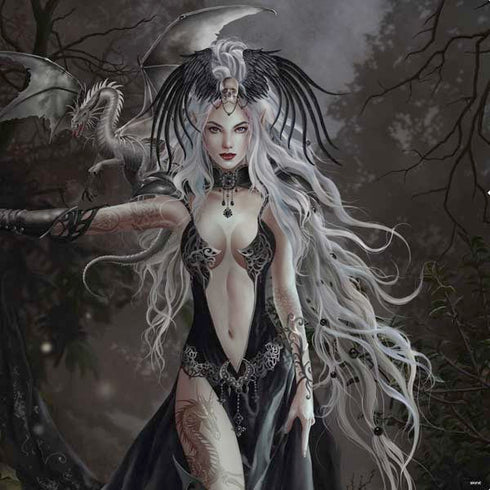 Gothic Princess with Silver Dragon by Nene Thomas PS4 Console and Controller Bundle Skin